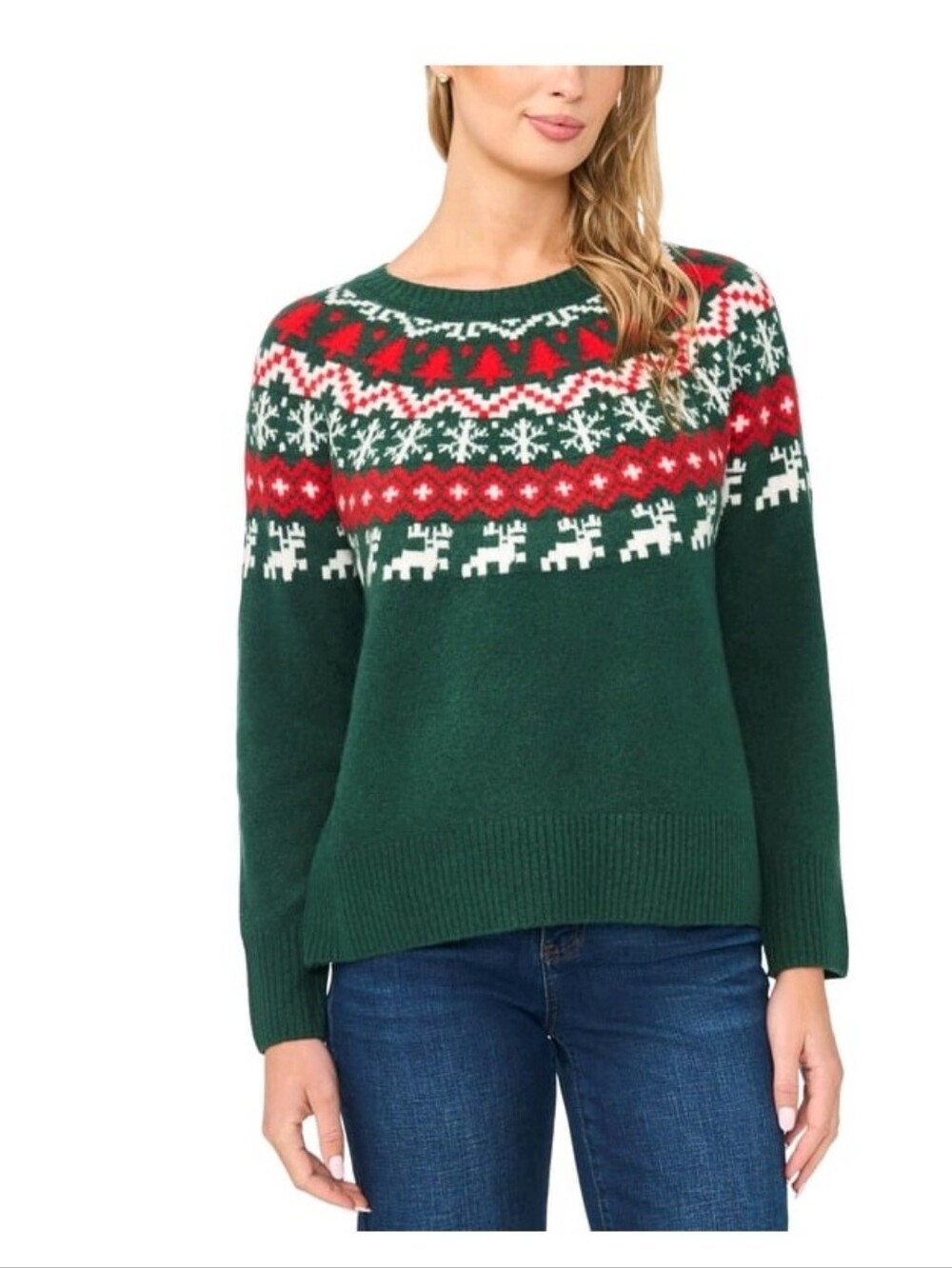 (6)vince Camuto Ladies Holiday's Crewneck Sweater